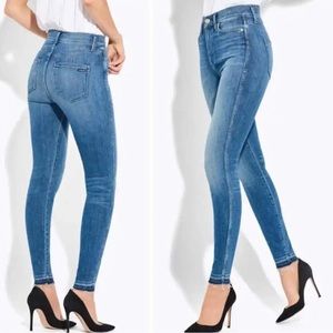 AYR The Riser Skinny Jeans High Rise Size 27 Stretchy Denim Raw Hem Neon Jupiter